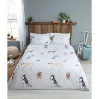 Rapport Home Pawsome Polycotton Duvet Cover Set With Pillowcase in White | Size: King