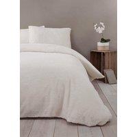 Rapport Home Teddy Fleece Polyester Duvet Cover Set With Pillowcase in Cream | Size: Double
