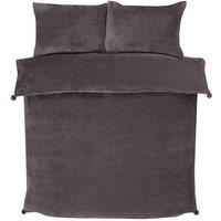 Rapport Home Pom Pom Fleece Duvet Cover Set with Pillowcase in Charcoal | Size: Single