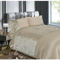 Rapport Home Velvet Plain Polyester Duvet Cover Set with Pillowcase in Natural | Size: Single