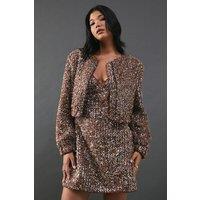 Sequin Boucle Cardigan Bomber Jacket