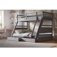 Flair Ollie Wooden Triple Bunk Bed with Drawers in Grey | Size: Single