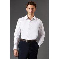 Burton Men's White Tailored Fit Long Sleeve Easy Iron Shirt | Size: 16 inches