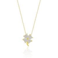 Spero London Women's Four Leaf Clover Sterling Silver Necklace - White in Gold