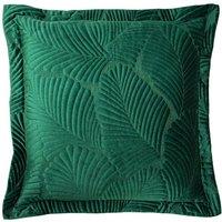 Paoletti Palmeria Quilted Velvet Cushion in Emerald | Size: 60 cm x 60 cm