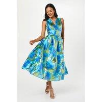 Coast Women's Plunge Neck Jacquard Midi Dress in Blue | Size: 10