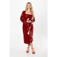 Coast Women's Petite Party Sequin Long Sleeve Pencil Dress in Wine | Size: 10