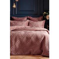 Paoletti Palmeria Quilted Velvet Duvet Cover Set in Light Pink | Size: Double