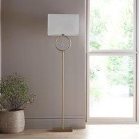 K LIVING Lizzy Antique Brass Floor Lamp with Cream Shade in Gold