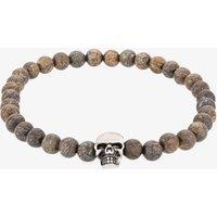 Bourne and Wilde Men's Bronzite Bead Skull Bead Bracelet OSB-1608SBN in Brown | Size: 21 cm