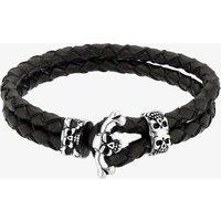Bourne and Wilde Men's Double Black Leather Skull Bracelet UR15-05 | Size: 21 cm