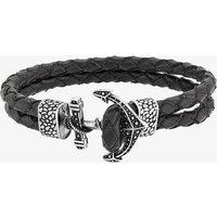 Bourne and Wilde Men's Double Black Leather Anchor Bracelet OSB-1730SBK | Size: 21 cm