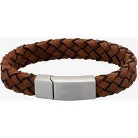 Bourne and Wilde Men's Thick Brown Leather Plaited Bracelet OSB-1360SBN | Size: 21 cm