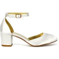 XY London Women's 'Billie-May' Chunky Strappy Mid Block High Heels Court Shoes in Ivory | Size: 3