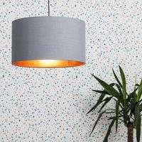 ValueLights Reni Grey with Metallic Copper Inner Easy Fit Ceiling Lamp Shade in Pale Grey | Size: Medium