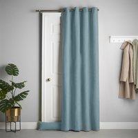 Luxury Living Velvet Chenille Thermal Fleece Lined Single Eyelet Door Curtain in Teal | Size: 137 cm width x 213 cm drop