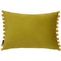 Paoletti Fiesta Soft Velvet Pom Pom Trimmed Cushion in Light Green