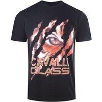 Cavalli Class Men's Peeking Tiger Design Black T-Shirt | Size: XL