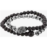Bourne and Wilde Men's Black and Silver Double Bracelet OSB-1681SGR | Size: 21 cm