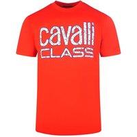 Cavalli Class Men's Bold Floral Logo Red T-Shirt | Size: XL