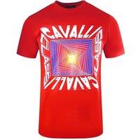 Cavalli Class Men's Asymmetric Box Design Red T-Shirt | Size: XL