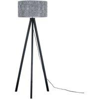ValueLights Barbro Black Wood Tripod Floor Lamp with Felt Shade