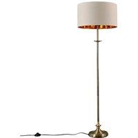 ValueLights Belmont Antique Brass Floor Lamp in Metallic Gold