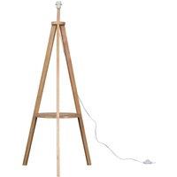 ValueLights Morrigan Free Standing Wooden Tripod Shelved Floor Lamp Base in Light Oak