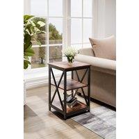 Two Layer Vintage Wooden Square Side Table
