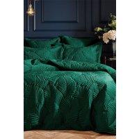 Paoletti Palmeria Quilted Velvet Duvet Cover Set in Emerald | Size: Double