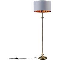 ValueLights Belmont Antique Brass Floor Lamp in Metallic Gold