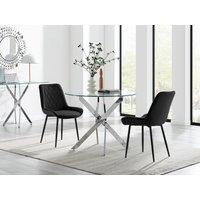 FurnitureboxUK Novara 100cm Round Dining Table & 2 Pesaro Black Leg Chairs