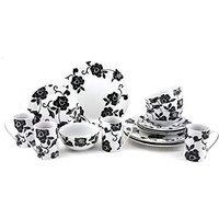 Creative Tops 16-Piece Vivienne Dinner Set White, Black Service for 4 in White