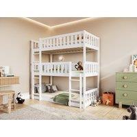 Flair Bea Triple High Bunk Bed in White | Size: Single