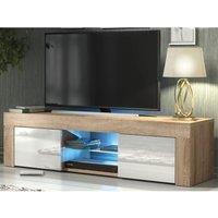 Creative Furniture Loom TV Unit 130cm - A Minimalist & Sophisticated Cabinet with Gloss Doors & LED Lights in Light Oak