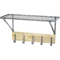 KitchenCraft Wall-Mounted Shelf with Hooks in Silver
