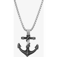 Bourne and Wilde Men's Oxidised Anchor Necklace OSN-1730S-BX in Silver | Size: 23 inches