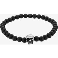 Bourne and Wilde Men's Black Agate Skull Bead Bracelet OSB-1610SBK | Size: 21 cm