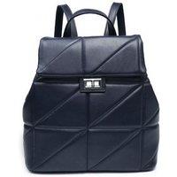 JFY Women's Flap Quilted Pattern Twist Metal Lock Backpack in Blue