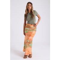 Urban Bliss Women's Tie Dye Bias Cut Maxi Skirt in Orange | Size: 12