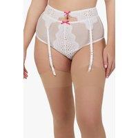 Playful Promises Women's Camille White Broderie Suspender Belt | Size: 12