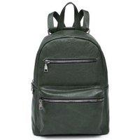 JFY Women's 2 Zipped Front Pockets Backpack in Dark Green