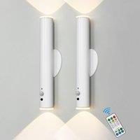 Harper Living 2 Packs Battery Operated Wall Lights with Motion Sensor, Rechargeable Wall Lamp Indoor, White