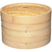 KitchenCraft Oriental Large Two Tier Bamboo Steamer in Brown