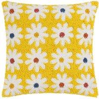 Heya Home Daisy Knitted Tufted Loop Cushion in Yellow | Size: 45 cm x 45 cm