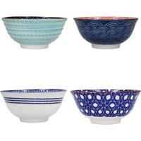 KitchenCraft 4-Piece Ceramic Cereal / Dessert Bowl Set in Blue