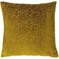 Paoletti Delphi Maze Cut Velvet Cushion in Gold | Size: 45 cm x 45 cm