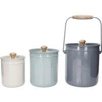 KitchenCraft 3-Piece Storage & Compost Container Set in Grey