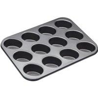 MasterClass Non-Stick 12 Hole Friand Cake Tray, 35.5 x 26.5cm in Black | Size: 35.5 x 26.5 cm