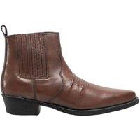 Woodland Men's Distressed Leather Gusset Western Ankle Boots in Dark Brown | Size: 8